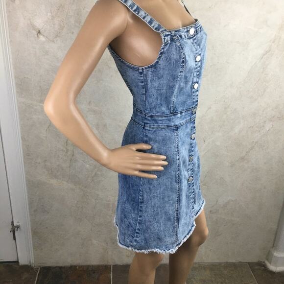 CISono Women's Acid Washed Denim Dress Bib Over-all Style Size S - Picture 13 of 16
